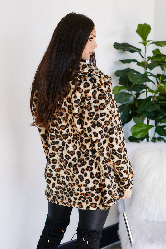 Z SUPPLY LEOPARD SHERPA TB COAT