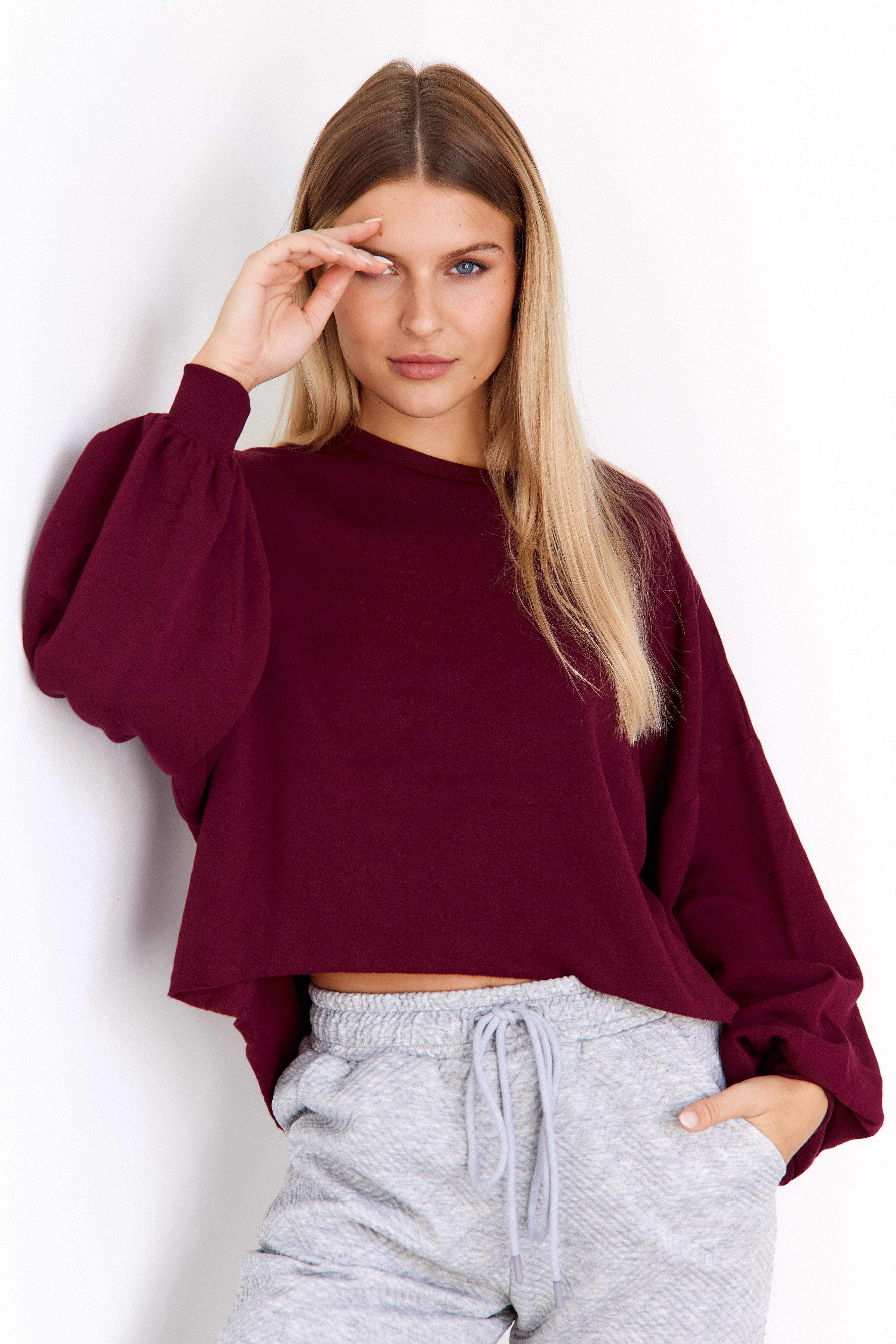 SALE - Bianca Cropped Balloon Sleeve Sweatshirt