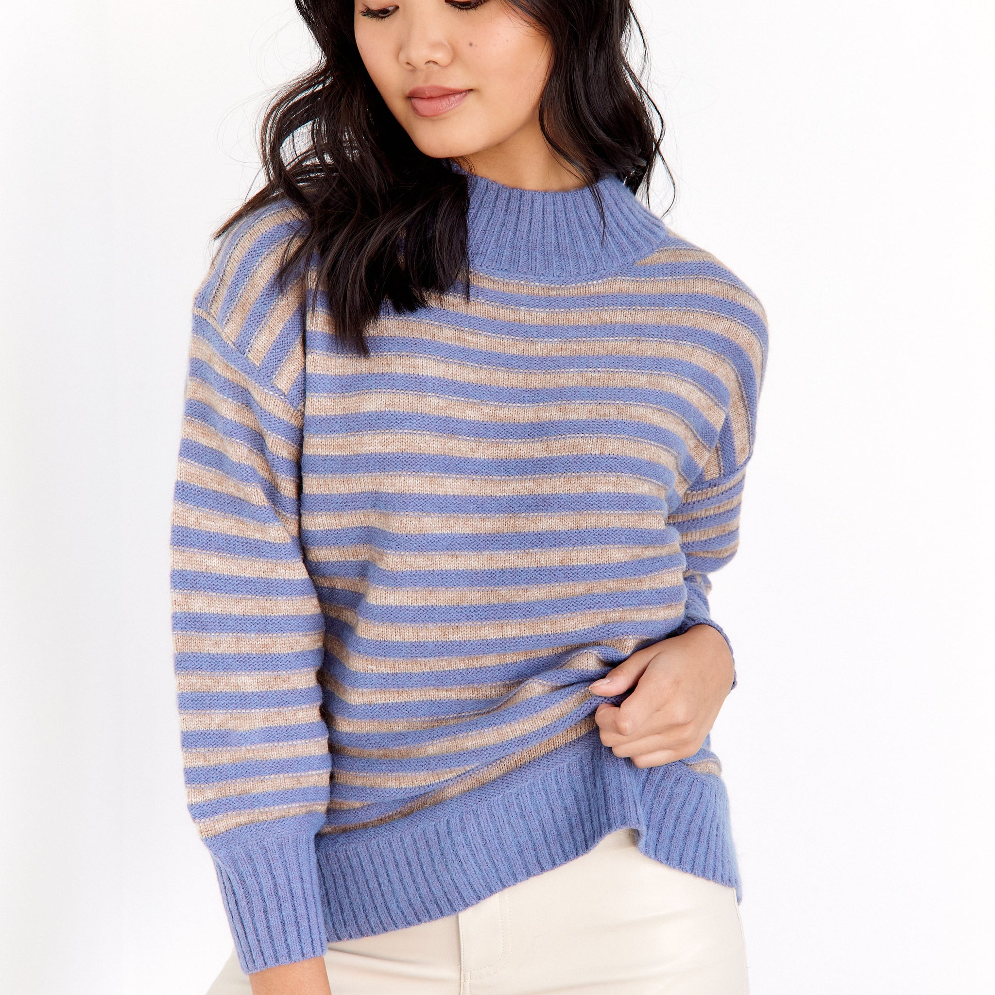 SALE - Stella Mock Neck Striped Sweater
