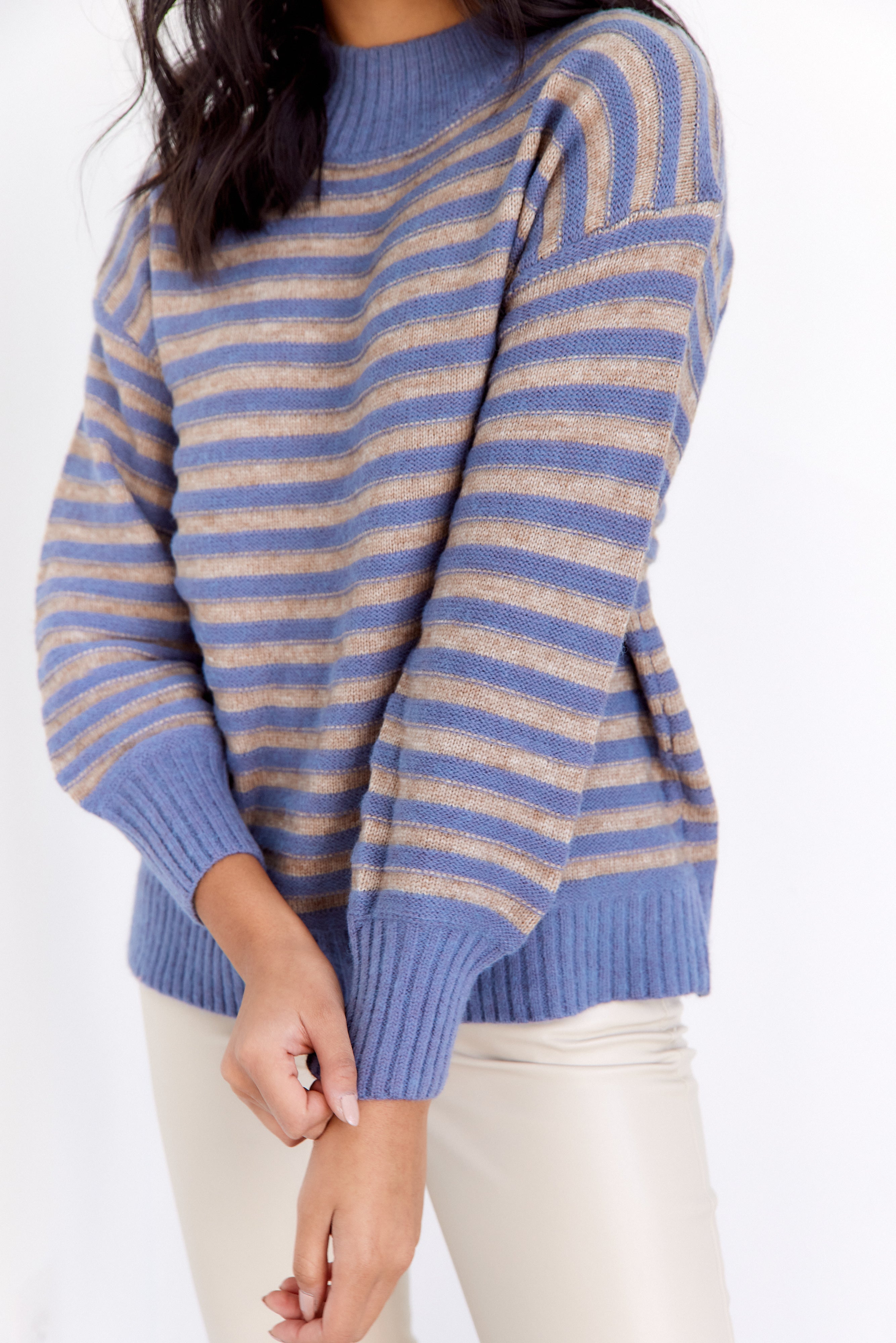 SALE - Stella Mock Neck Striped Sweater
