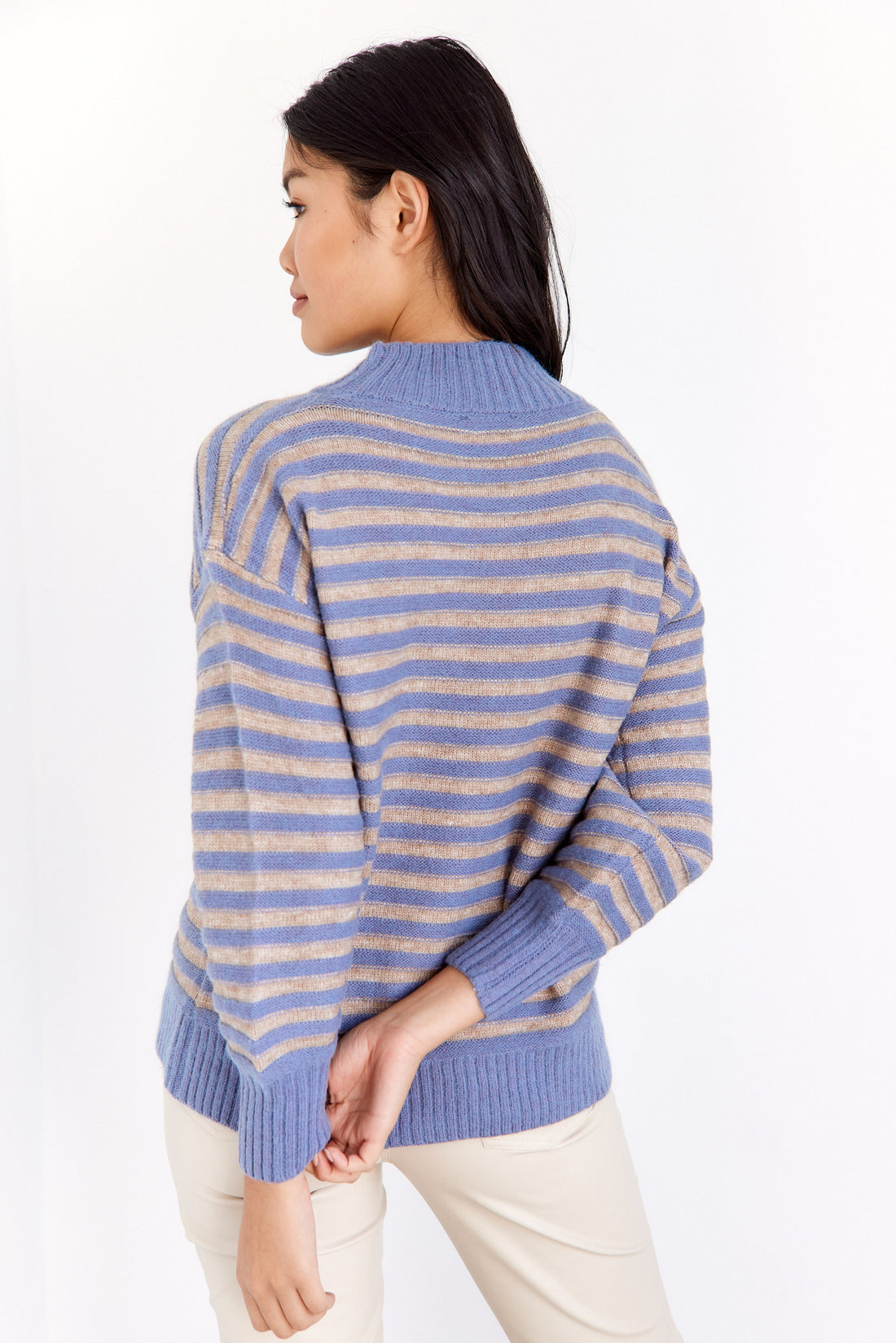 SALE - Stella Mock Neck Striped Sweater
