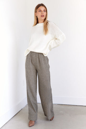 SALE - Juni Houndstooth High Waisted Trouser Pants