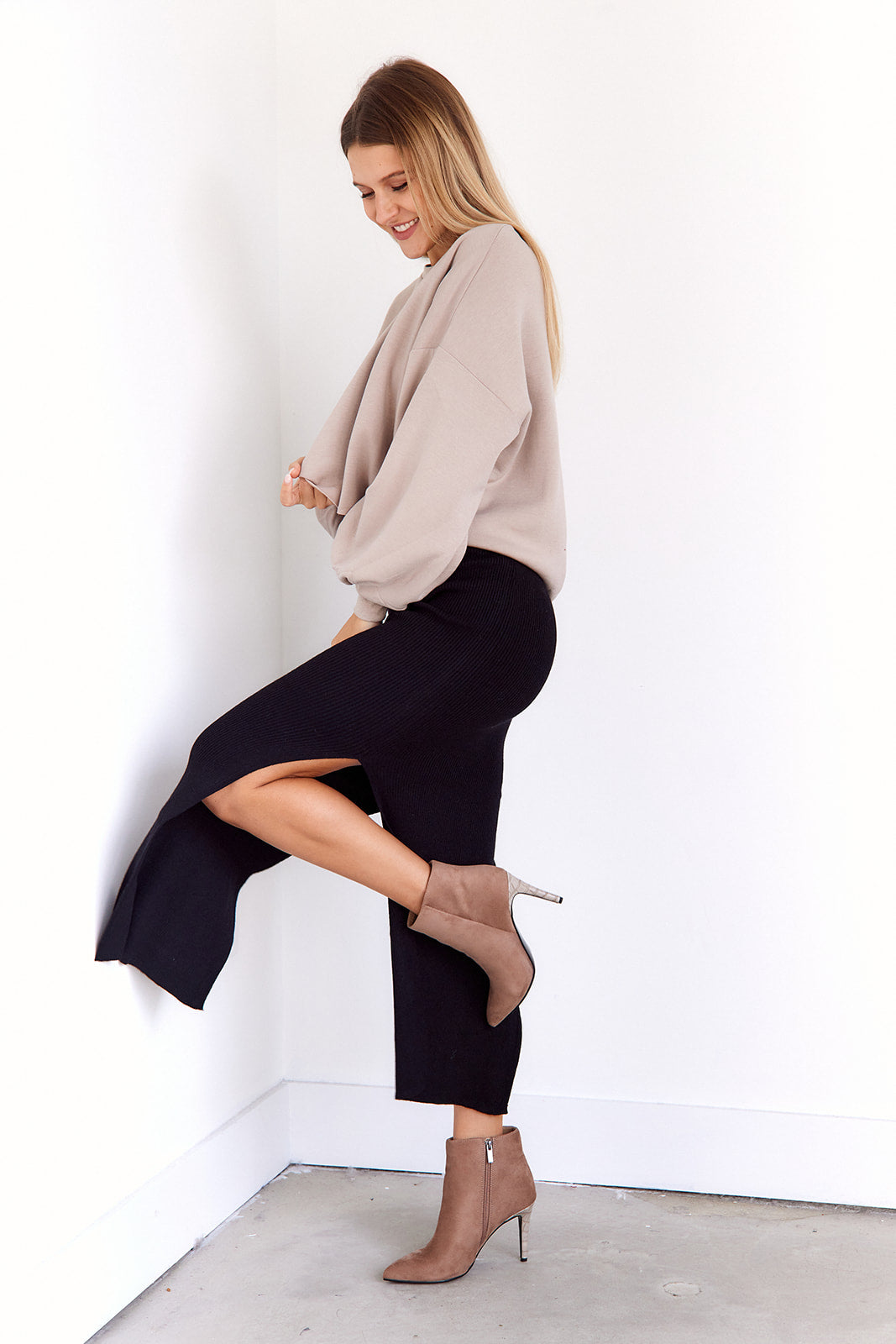 Bianca Knit Slit Midi Skirt