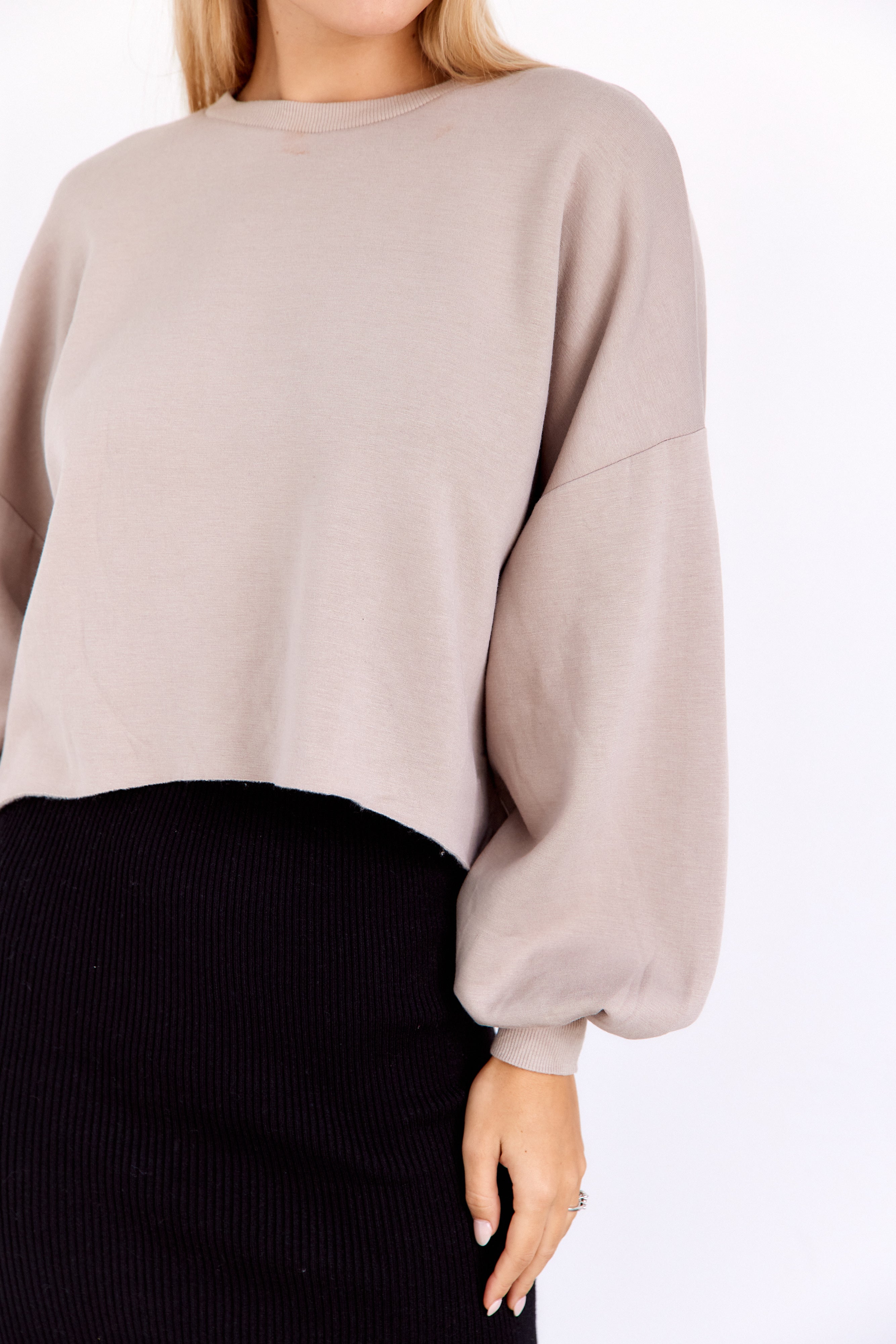 SALE - Bianca Cropped Balloon Sleeve Sweatshirt