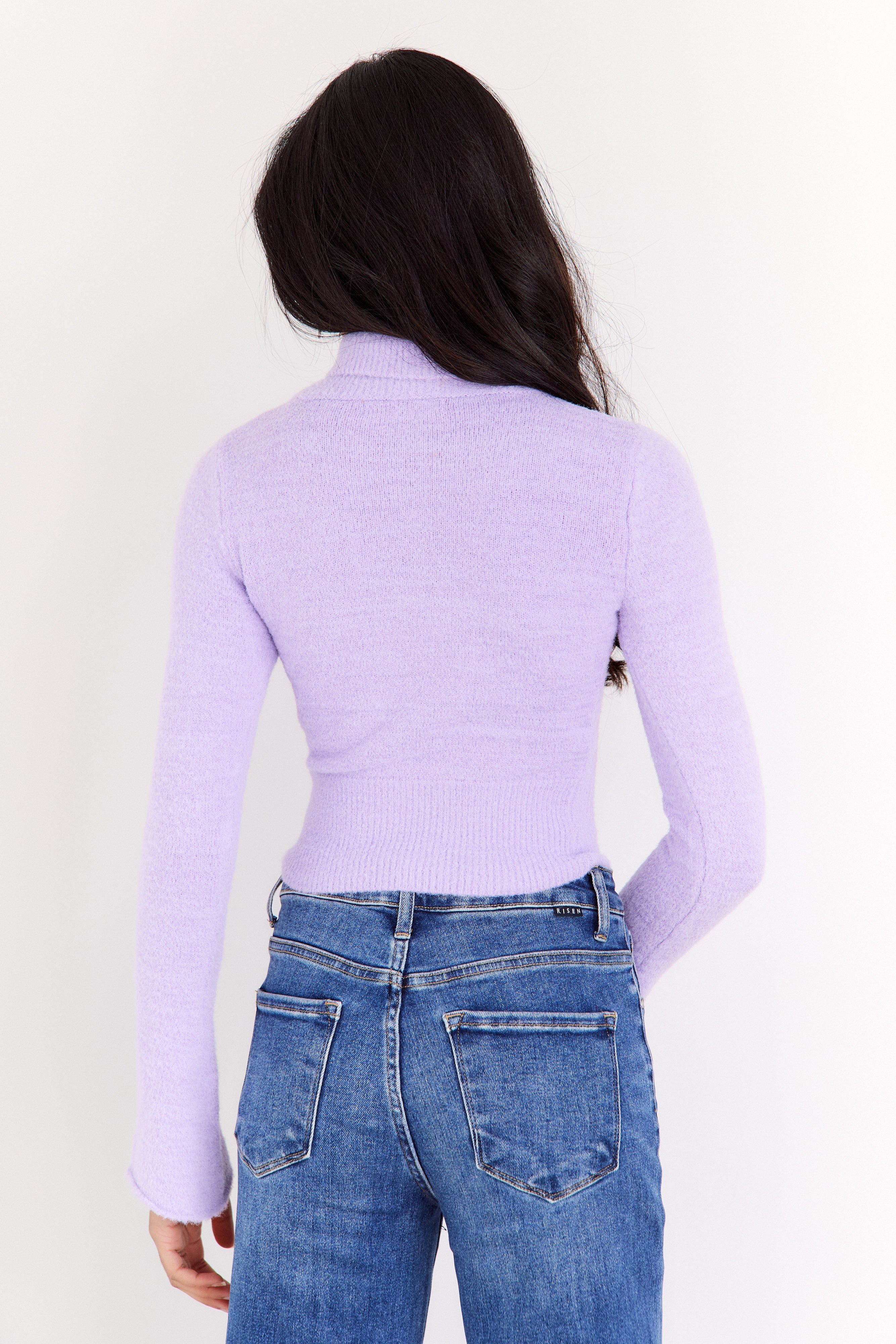 Delilah Fuzzy Turtleneck Cropped Sweater
