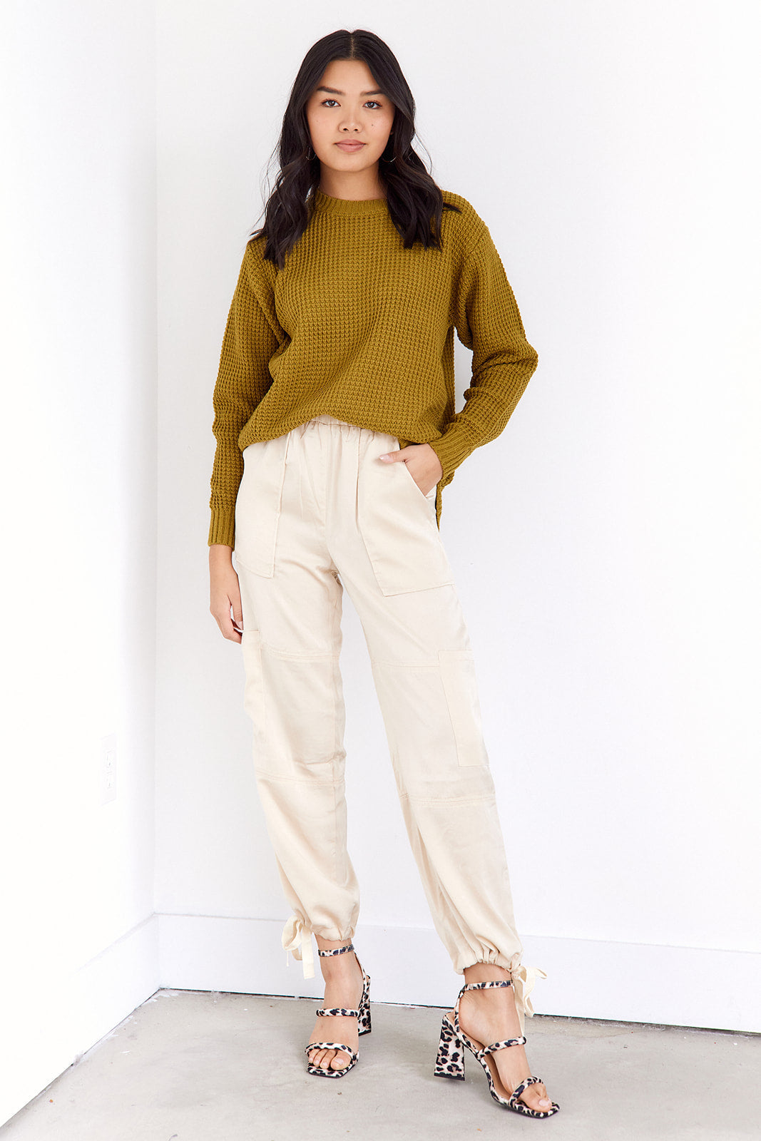 SALE - Drew Waffle Knit Crew Neck Sweater