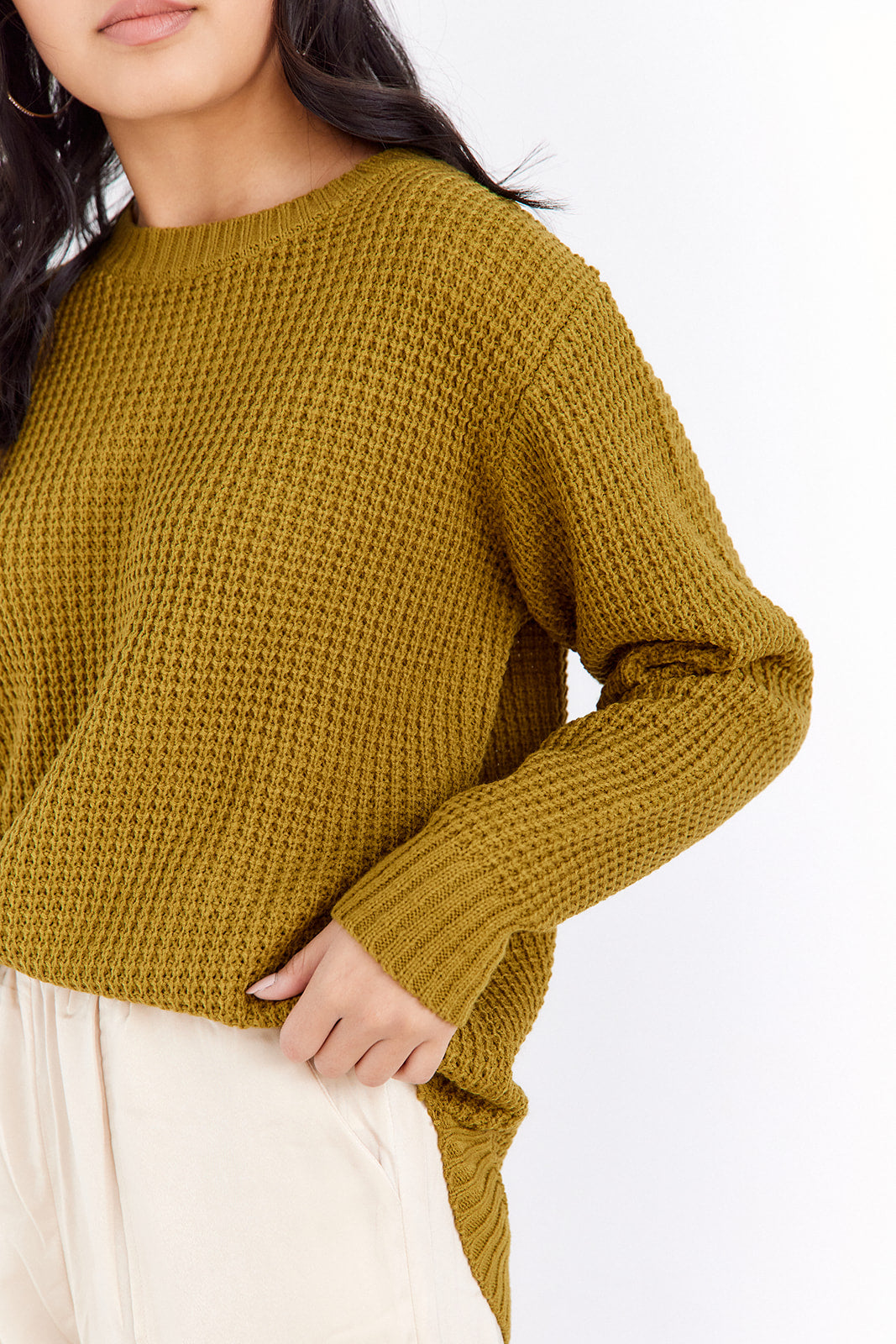SALE - Drew Waffle Knit Crew Neck Sweater