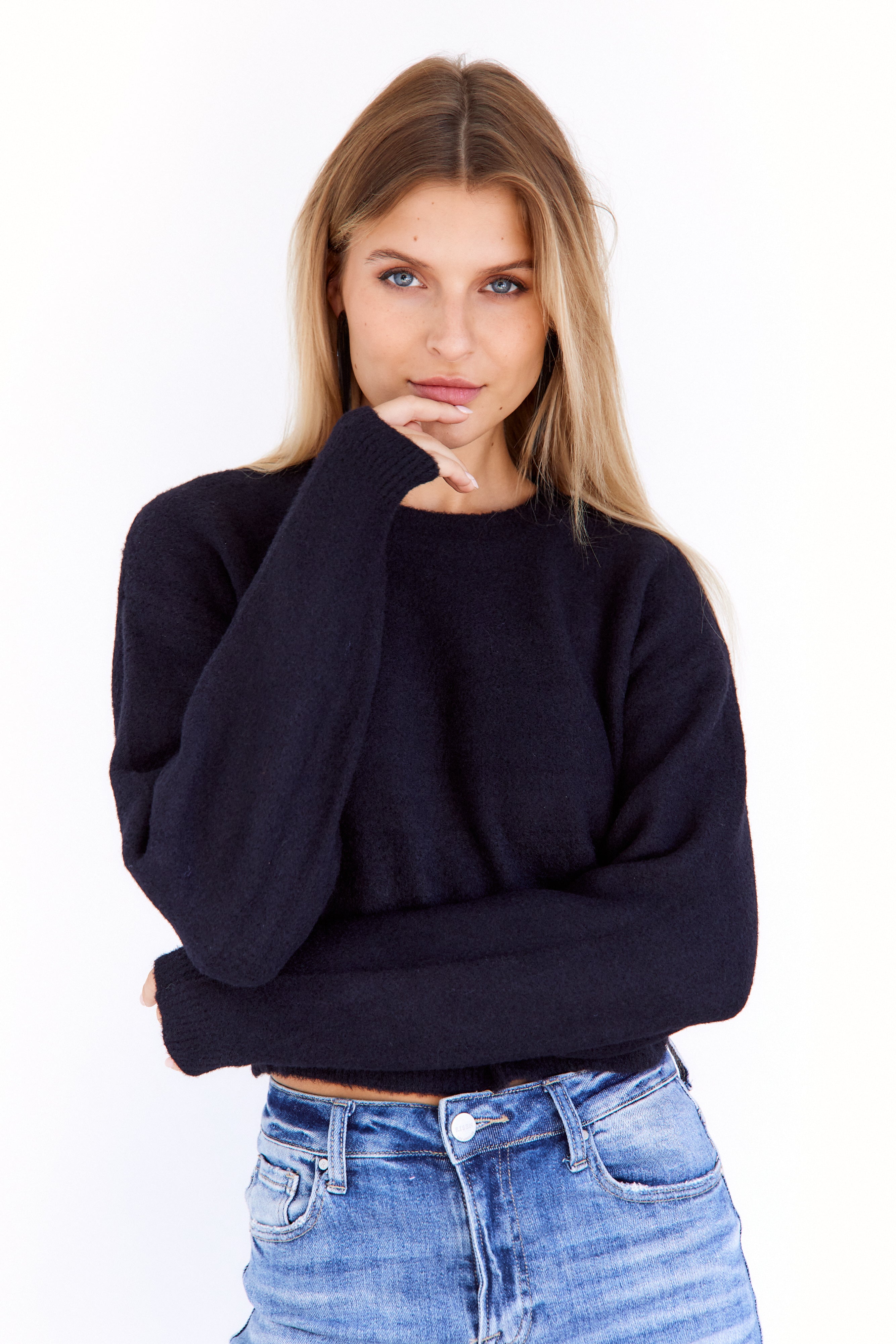 Zoey Crew Neck Cropped Sweater