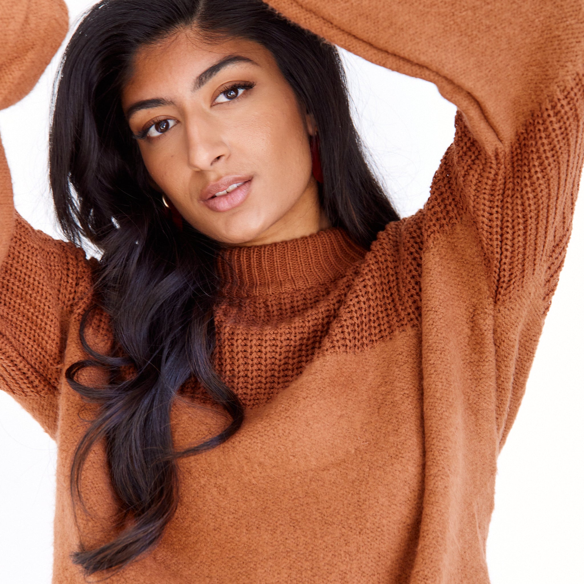 SALE - Cara Mixed Stitch Mock Neck Sweater