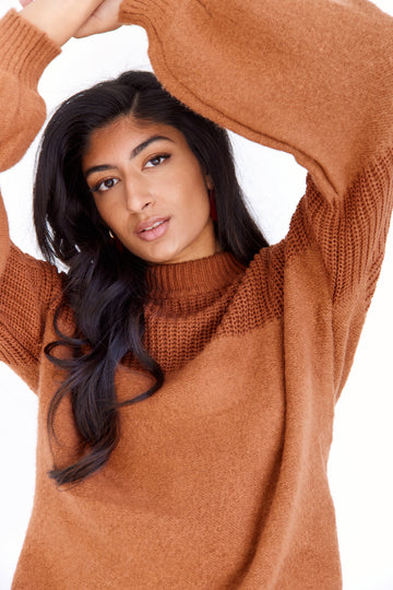 SALE - Cara Mixed Stitch Mock Neck Sweater