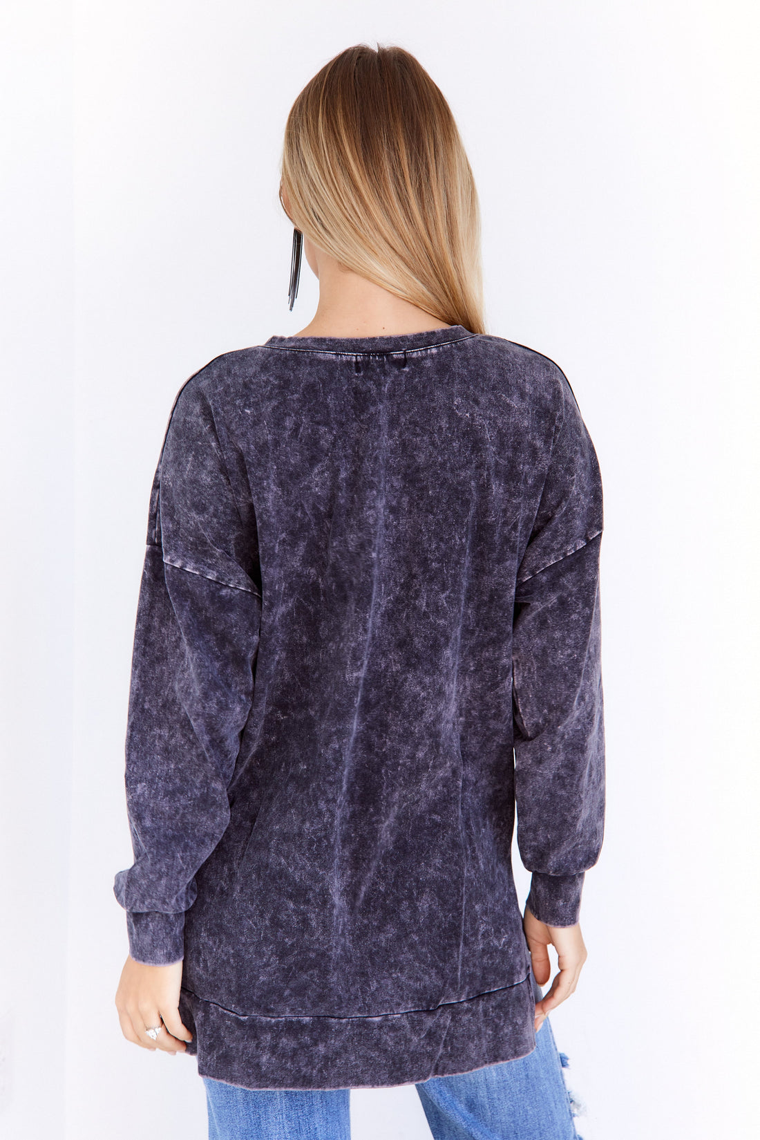 SALE - Rhea Mineral Wash V-Neck Sweatshirt