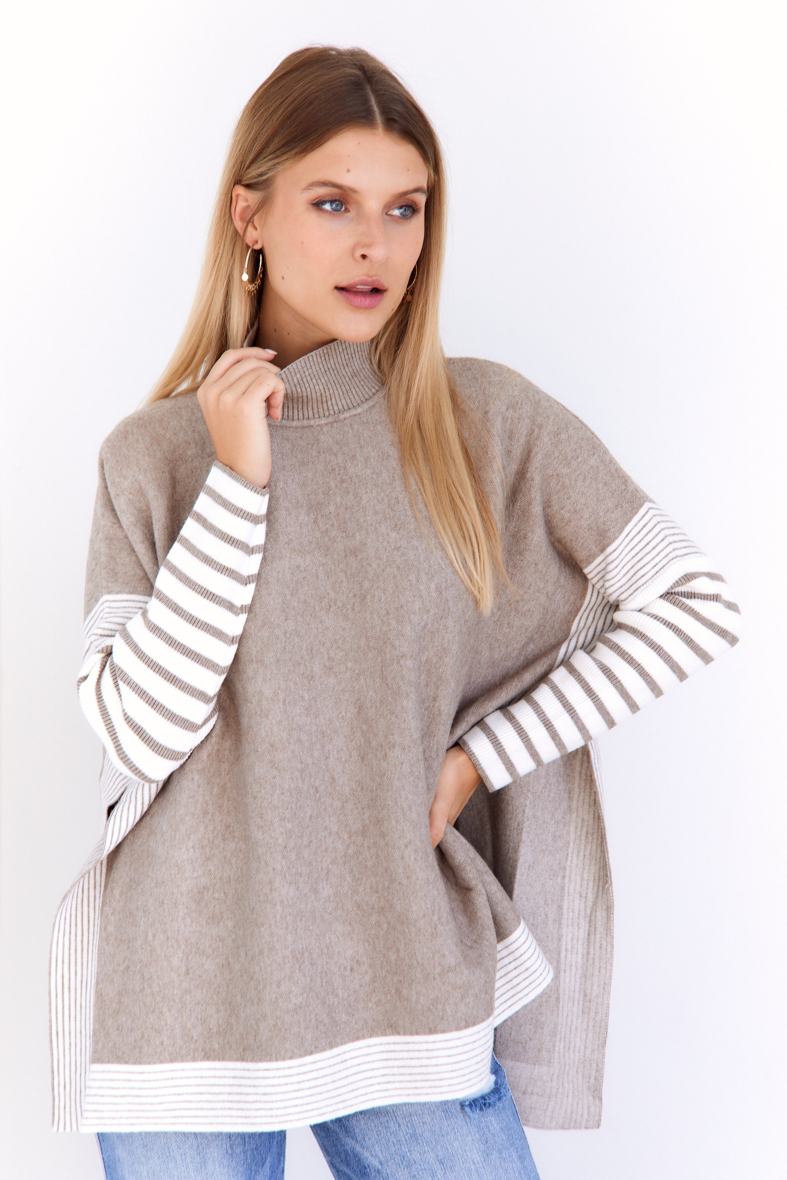Kali Mock Neck Hi-Lo Hem Sweater