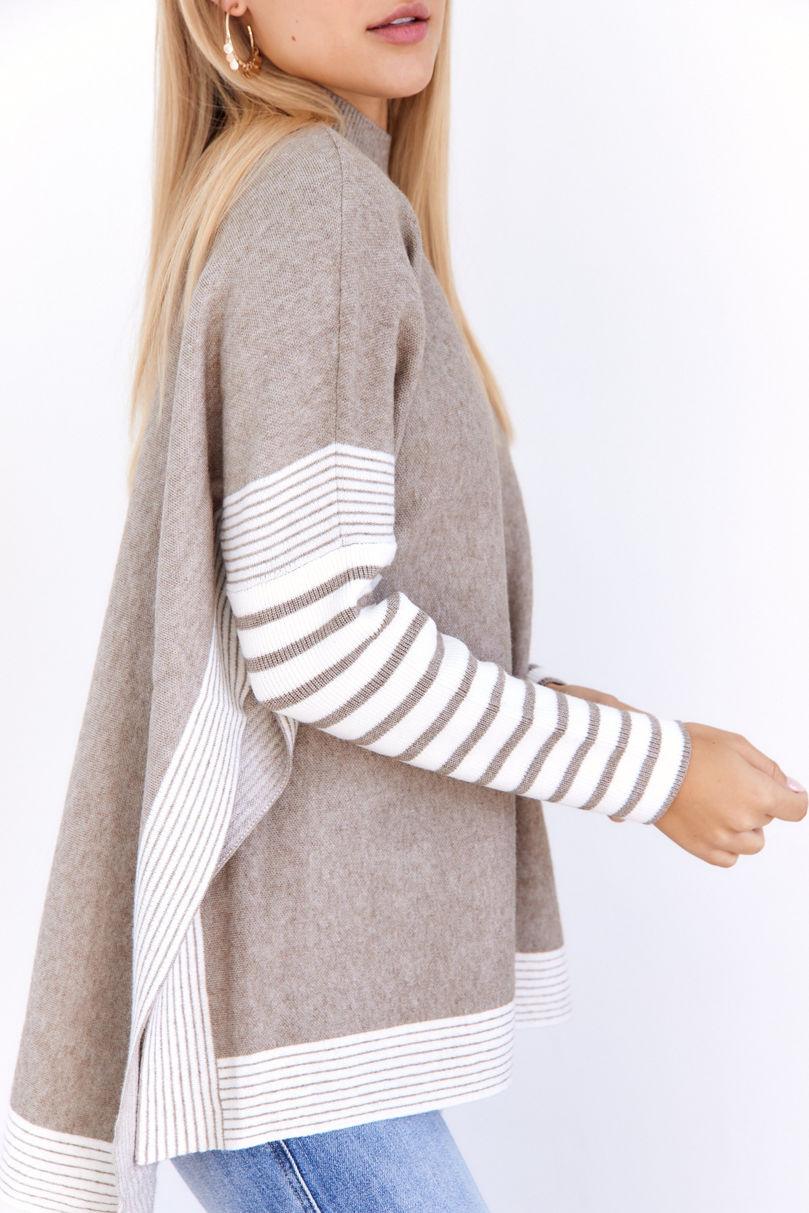 Kali Mock Neck Hi-Lo Hem Sweater