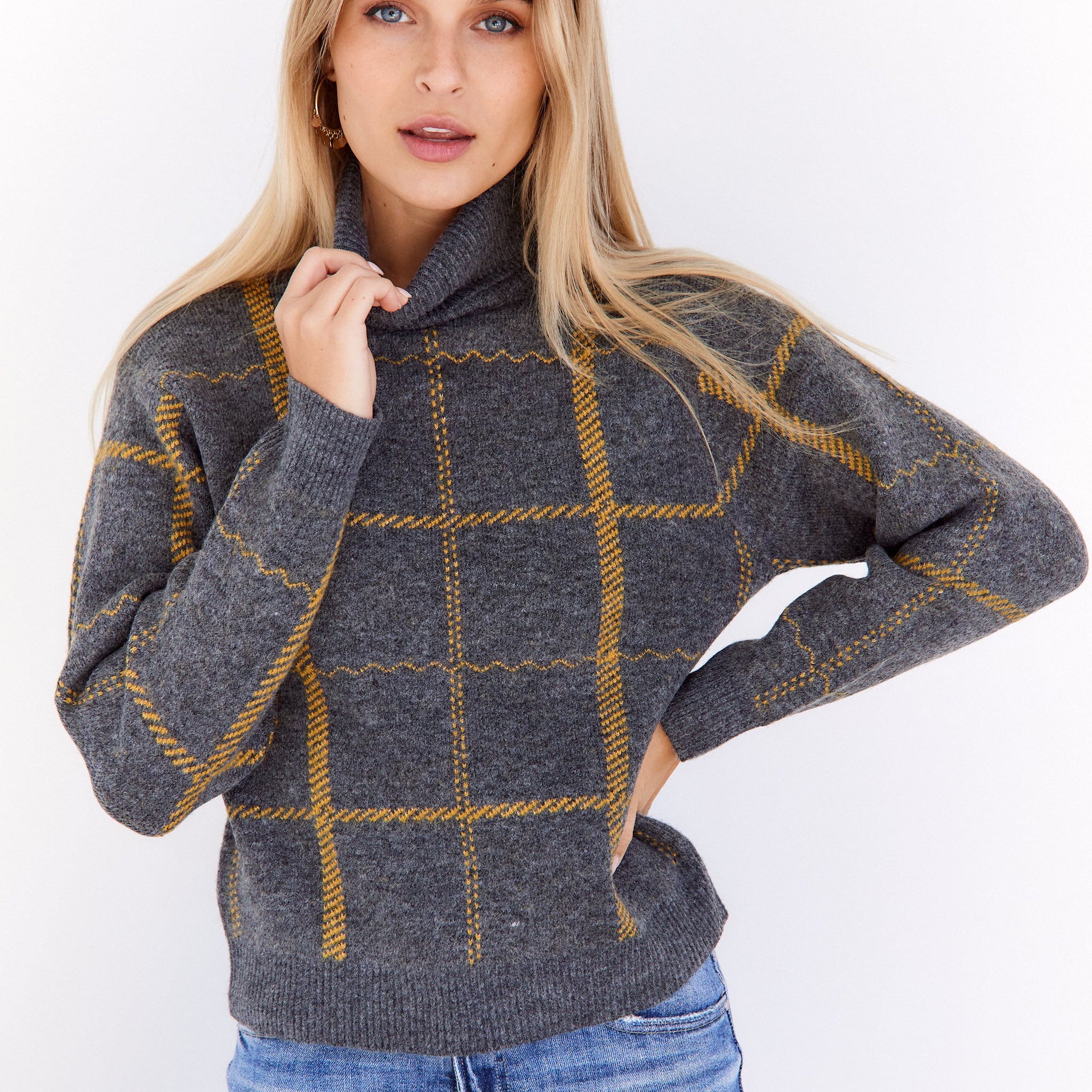 SALE - Eliana Plaid Turtleneck Sweater