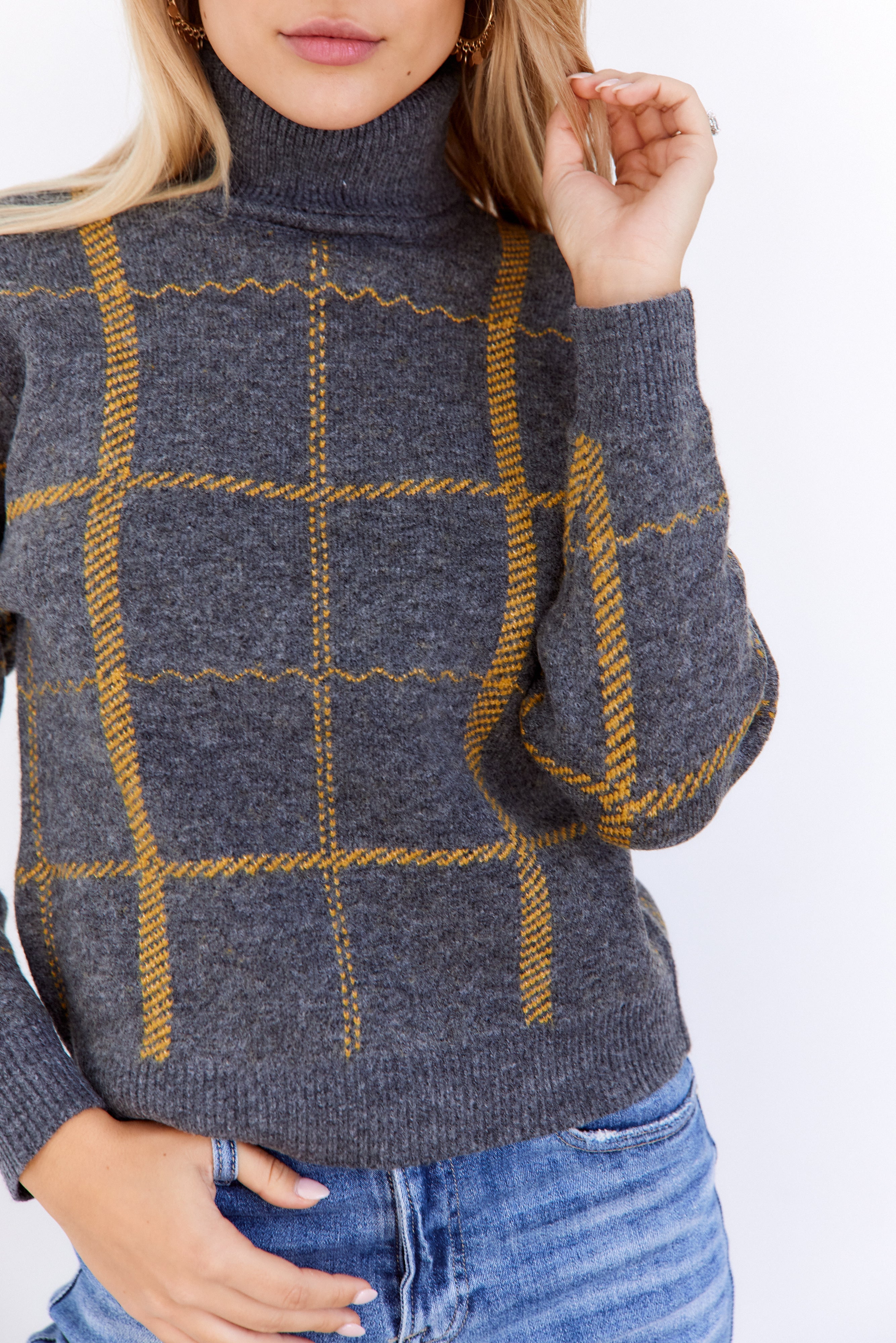 SALE - Eliana Plaid Turtleneck Sweater