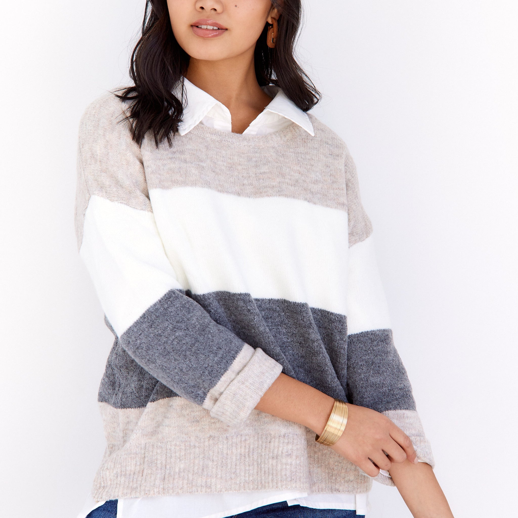 Ingrid Cropped Color Block Sweater