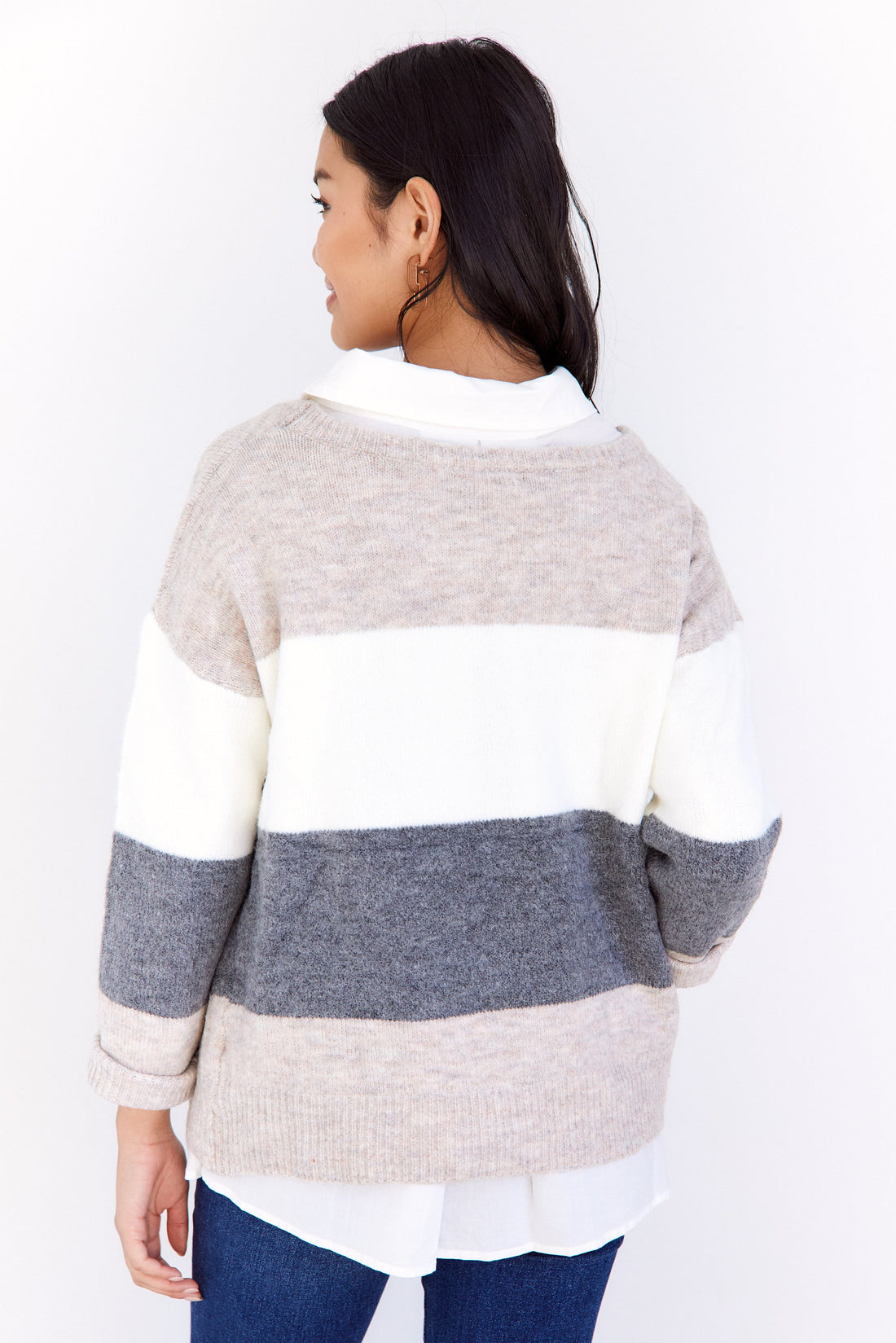 Ingrid Cropped Color Block Sweater
