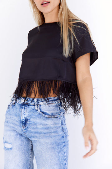 Kayte Feather Trim Tee
