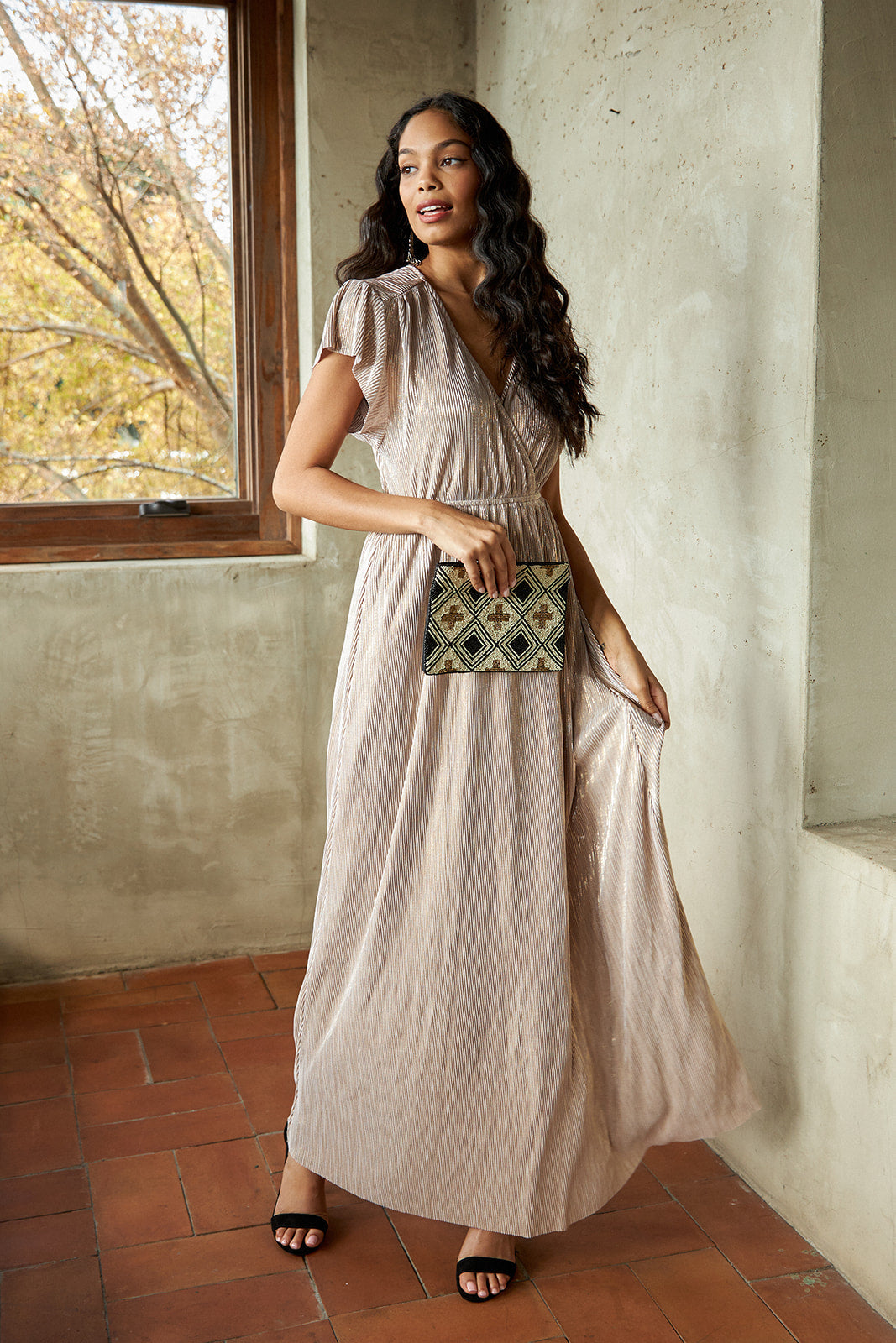 Curie Metallic Maxi Dress