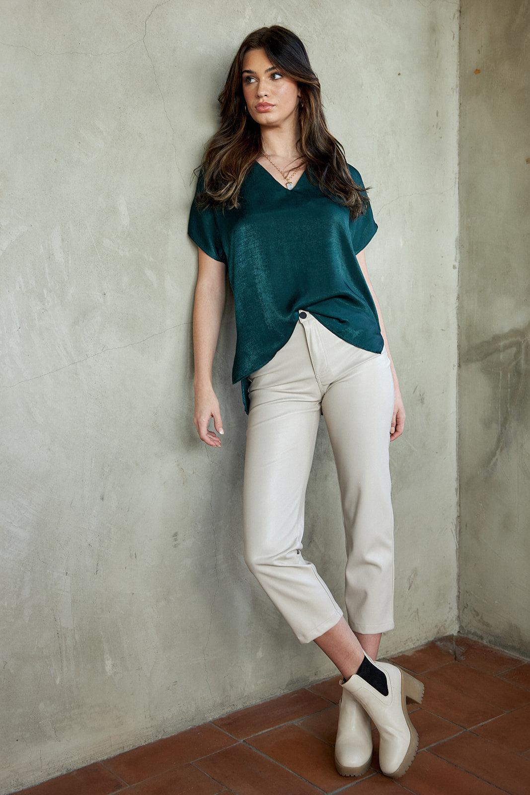 WILLA SATIN VNECK BLOUSE