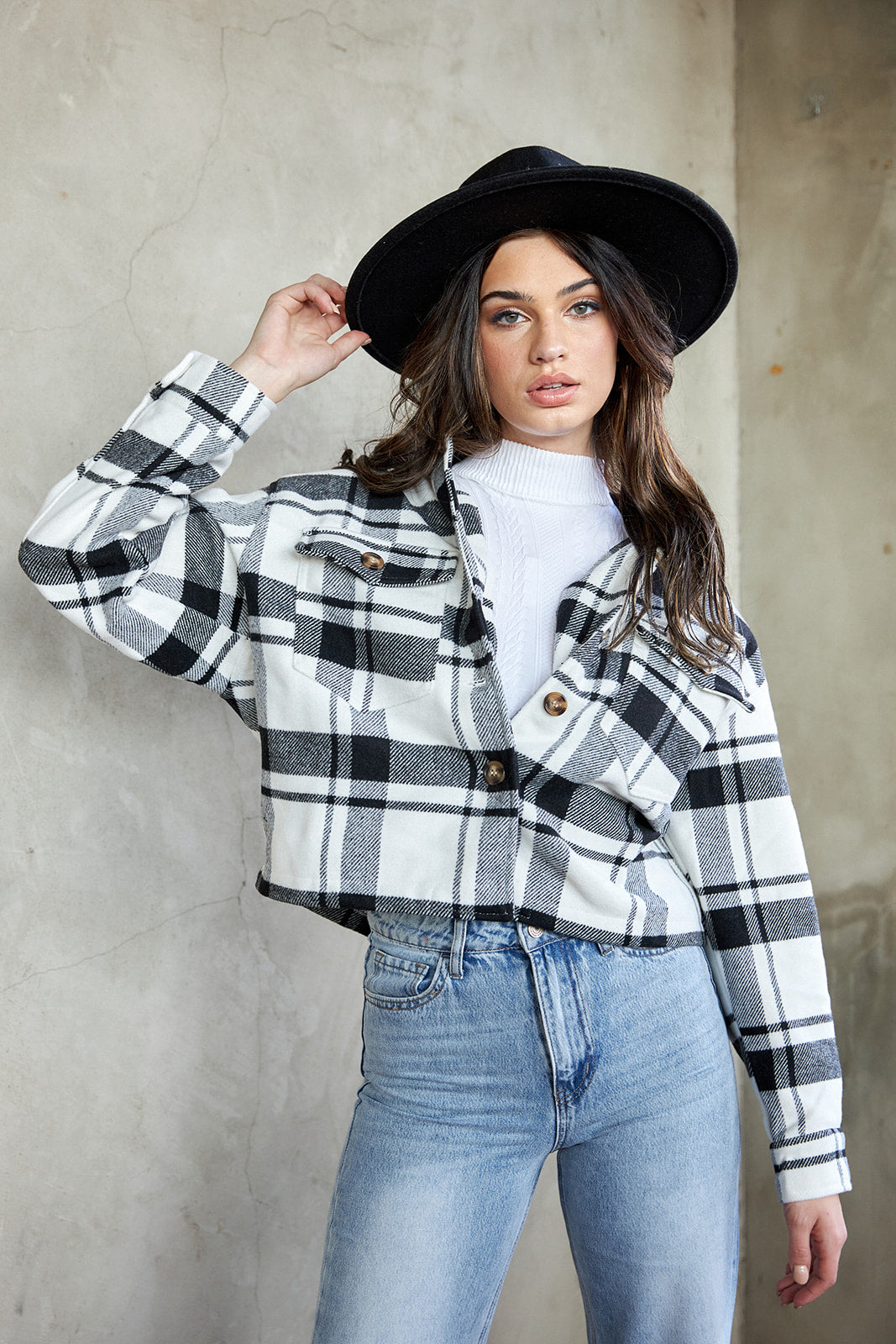 Kami Plaid Button Front Shacket