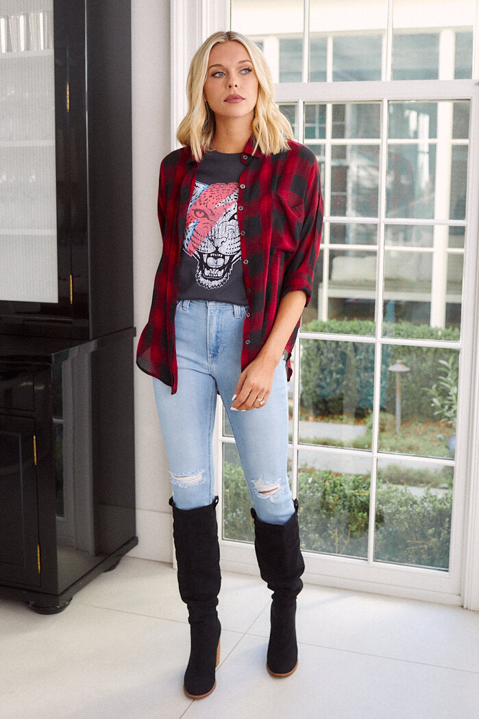 Brielle Plaid Button Down Blouse