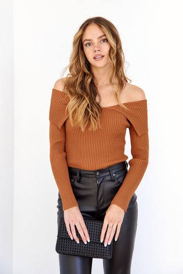 Thela Off The Shoulder Layered Sweater