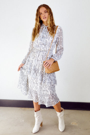 Lidia Snake Print Midi Dress