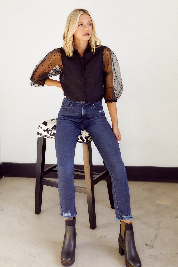 Aldora Organza Button Down Blouse