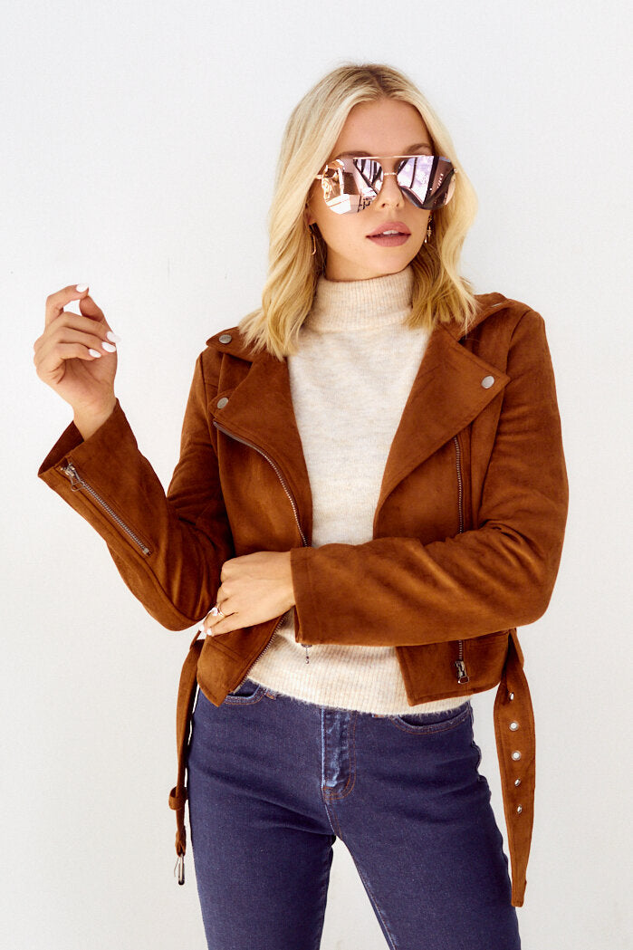 Eshie Faux Suede Moto Jacket