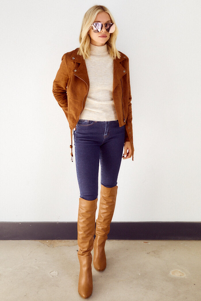 Eshie Faux Suede Moto Jacket