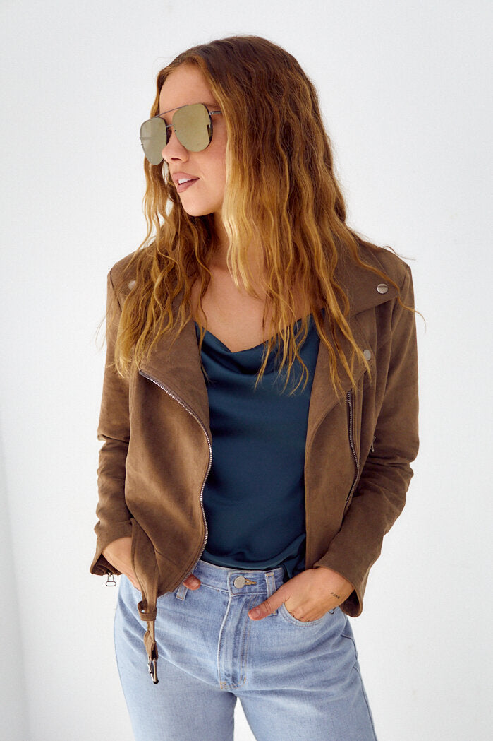 Eshie Faux Suede Moto Jacket