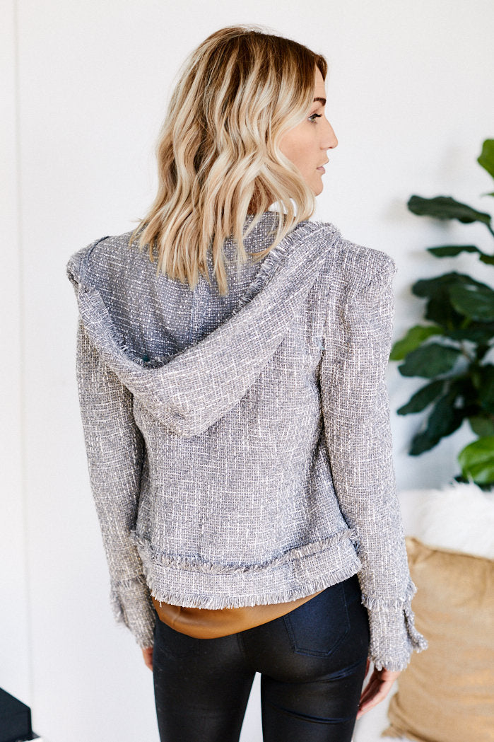 AXLEY POWER SHOULDER TWEED JACKET