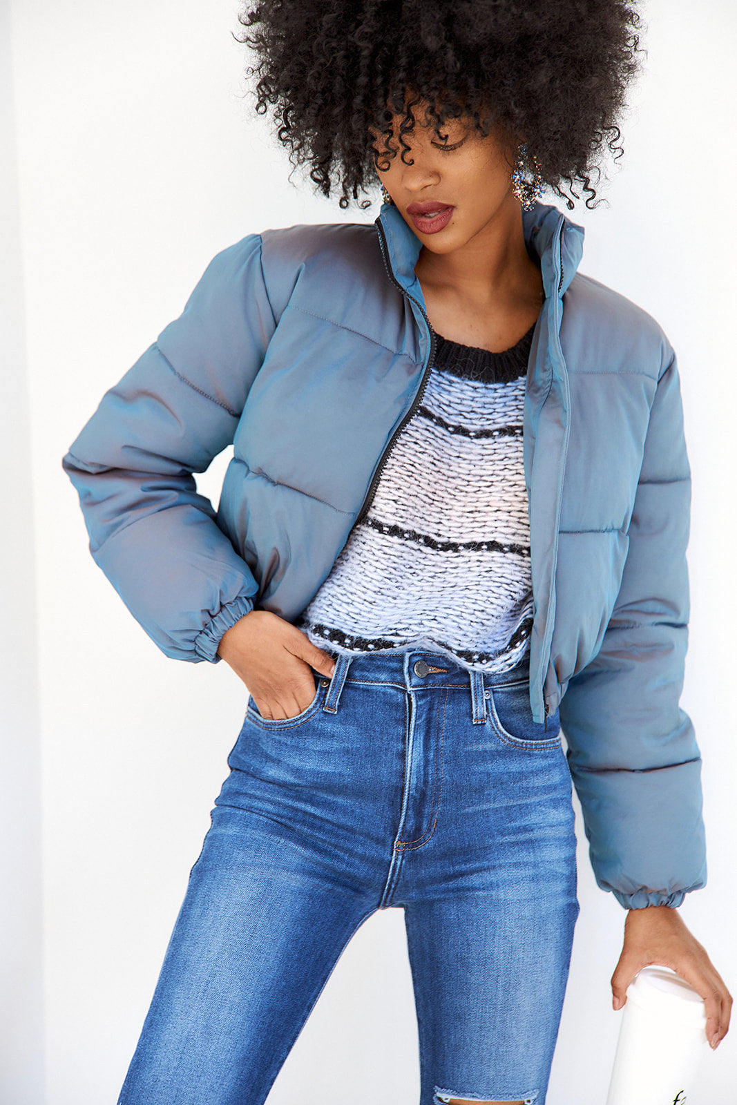 Galaxy Cropped Puffer Jacket