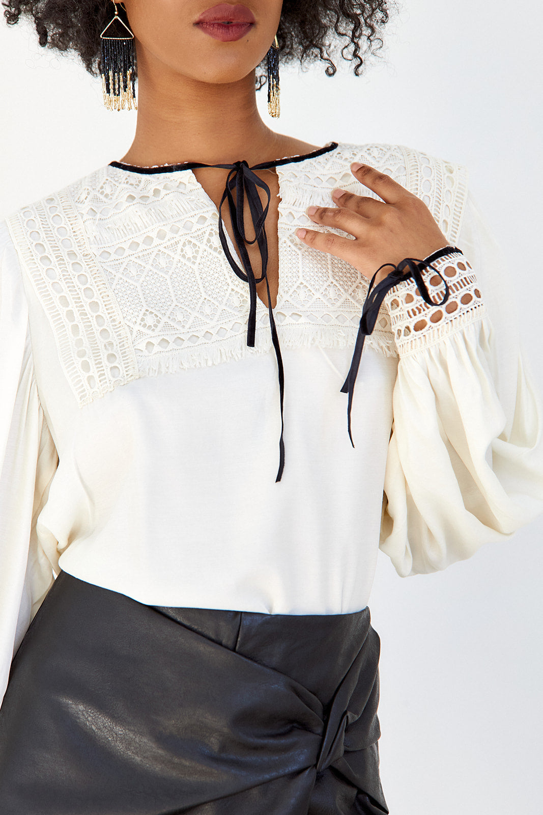 Mitzi Crochet Detail Blouse