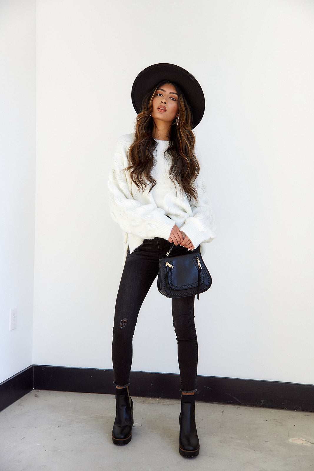 Perly Oversized Textured Detail Sweater