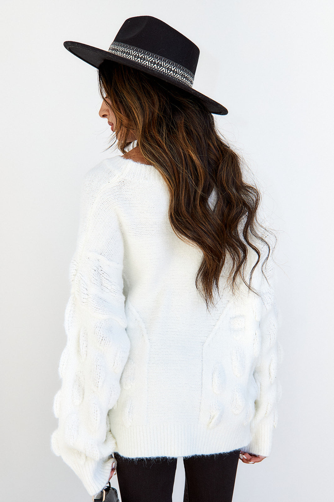 Perly Oversized Textured Detail Sweater