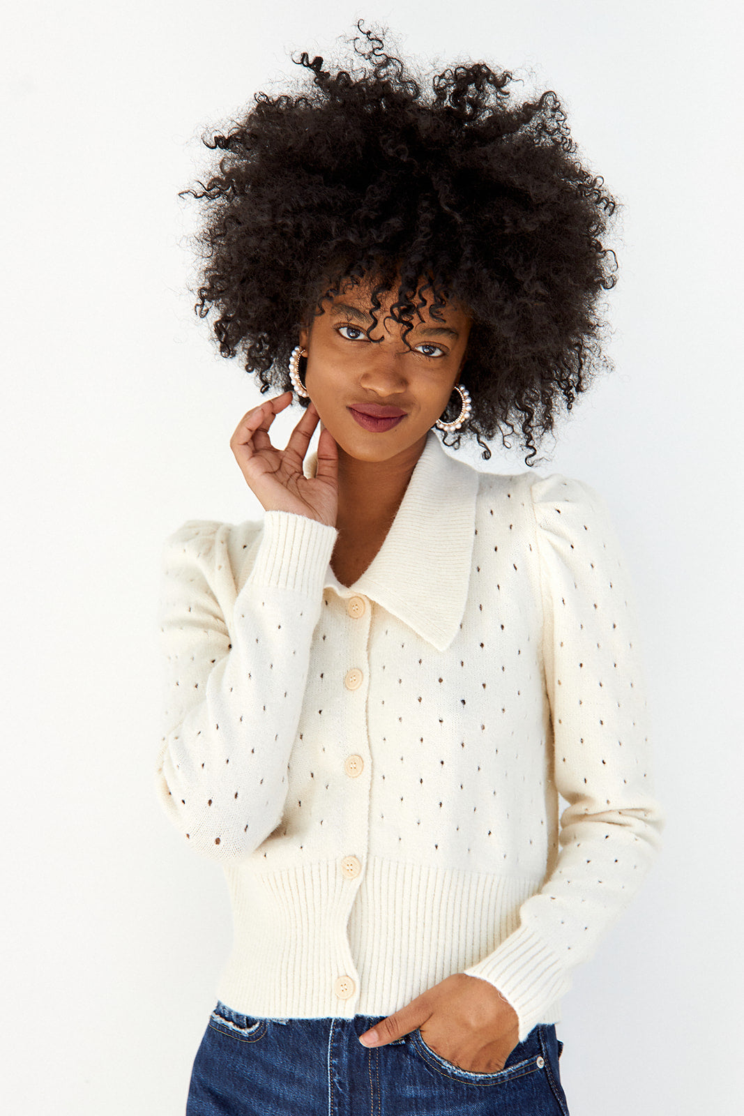Marcelene Peter Pan Collared Cardigan