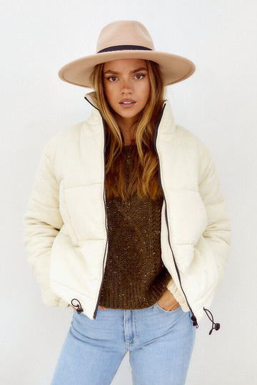 Izza Corduroy Drawstring Puffer Jacket