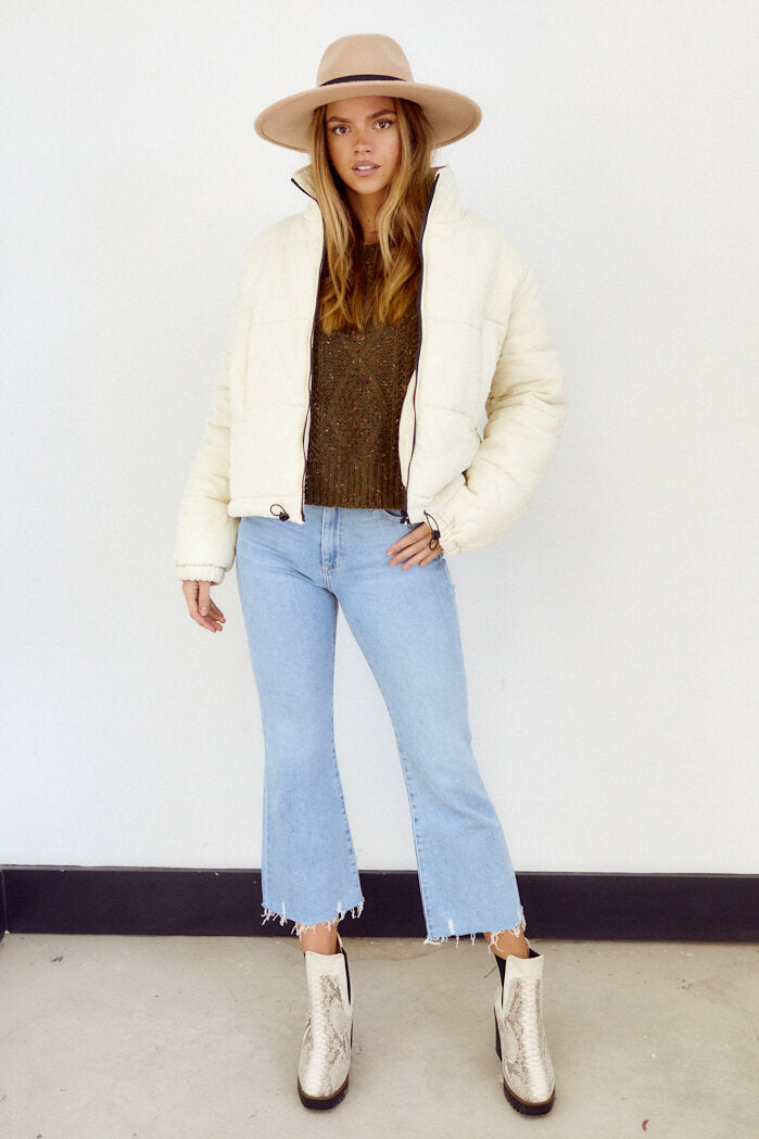 Izza Corduroy Drawstring Puffer Jacket