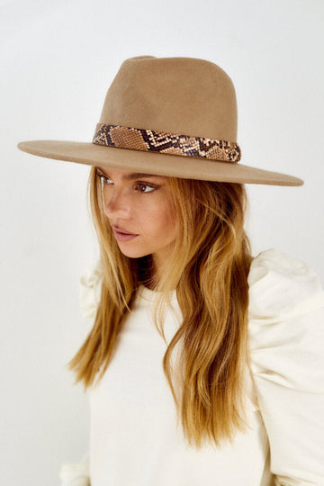 Edelyn Snake Strap Wide Brim Hat