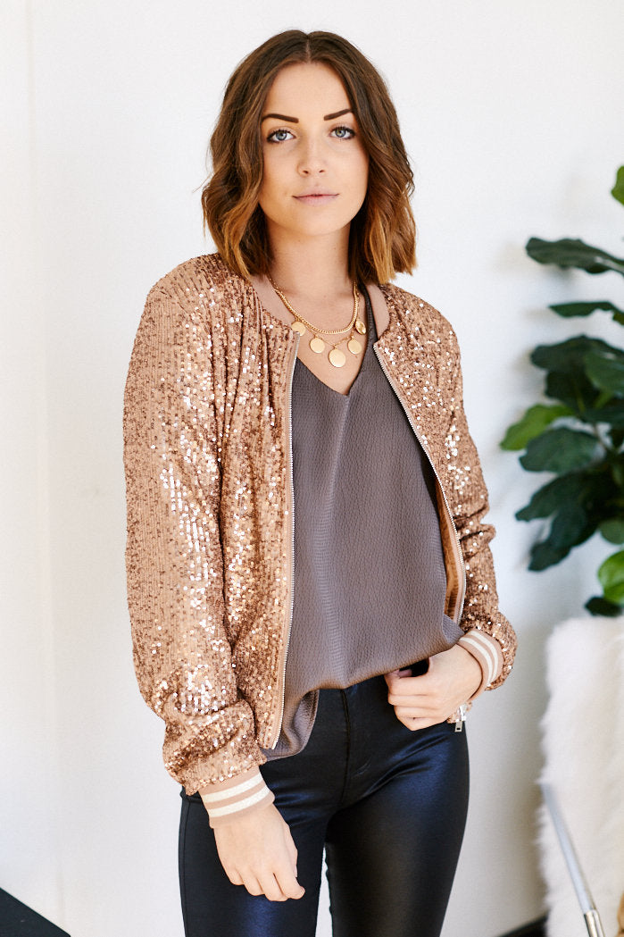 Cher Allover Zip Sequin Jacket
