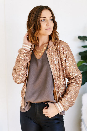 Cher Allover Zip Sequin Jacket