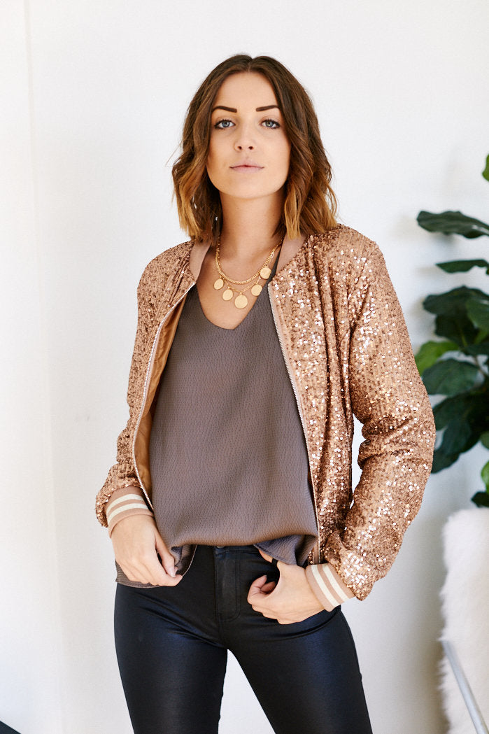 Cher Allover Zip Sequin Jacket