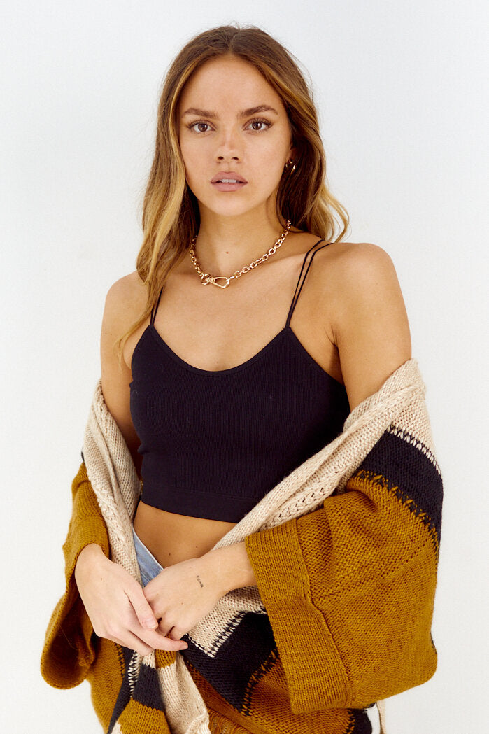 Charlie Elastic Strap Ribbed Brami