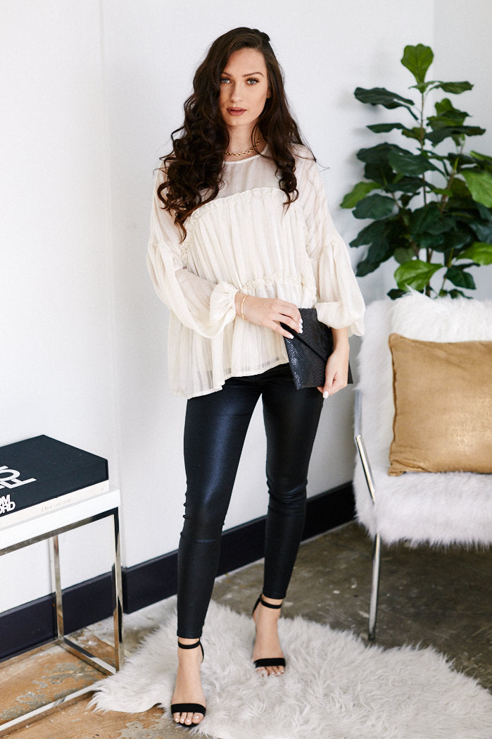 Wren Long Sleeve Ruffle Detail Top