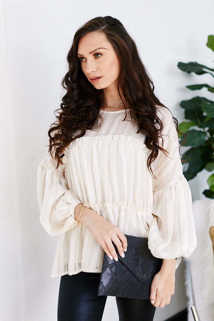 Wren Long Sleeve Ruffle Detail Top