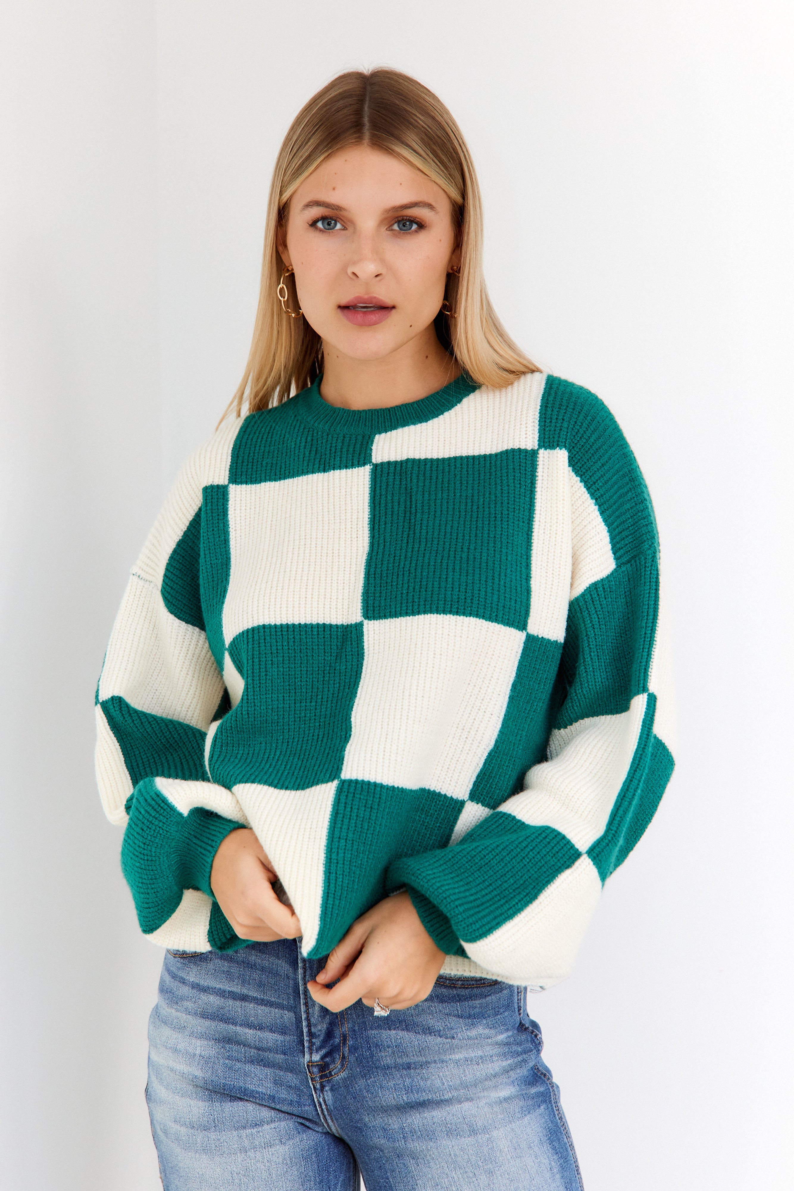 SALE - Larisa Checkered Print Sweater