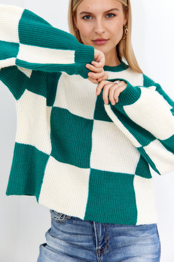 SALE - Larisa Checkered Print Sweater