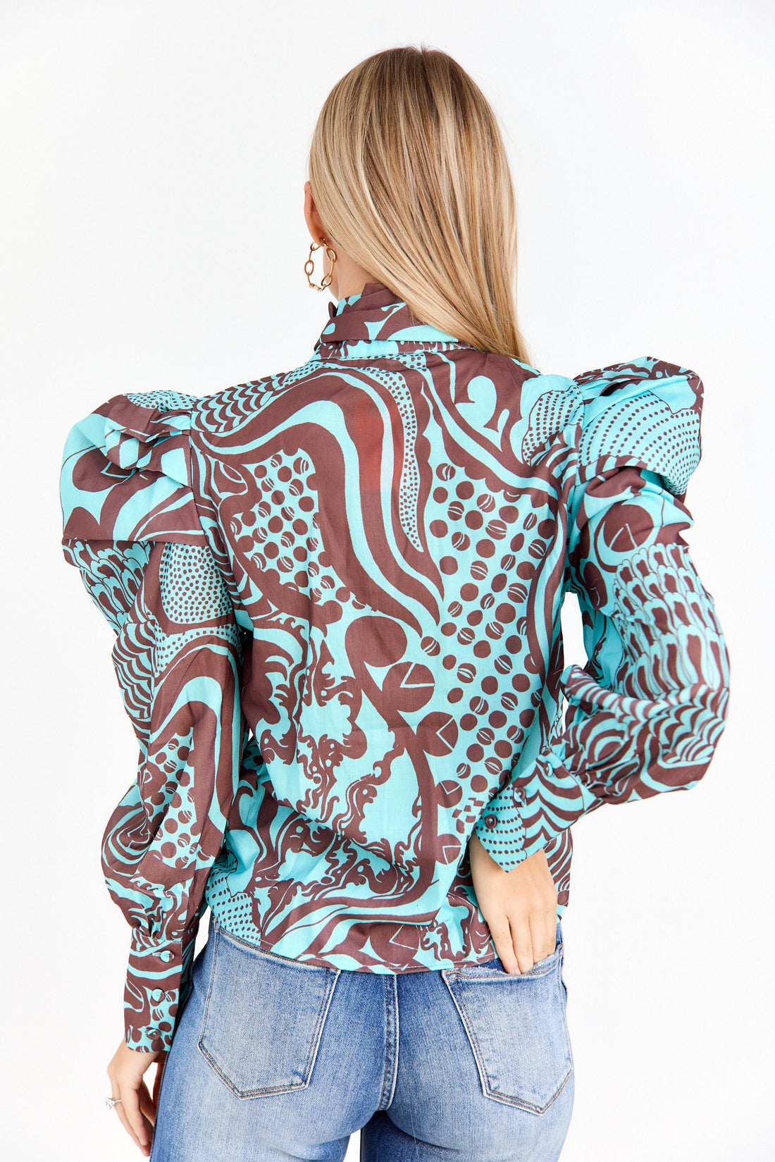 SALE - Emerson Abstract Print Tie Neck Blouse